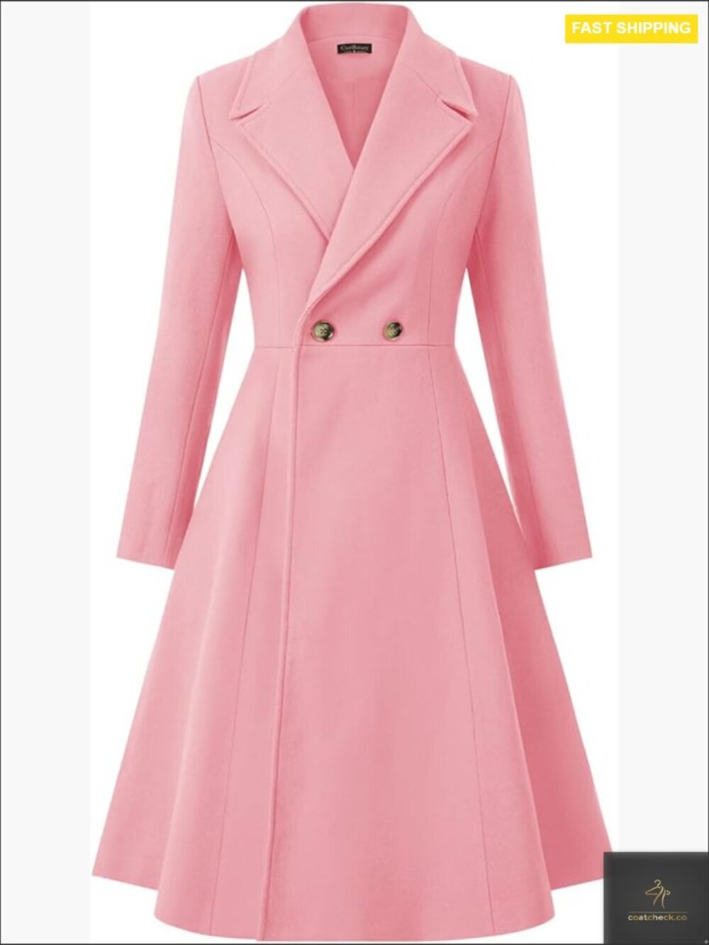 Women's Pea Coat Double Breasted Trench Coat A-Line Winter Dress Coat